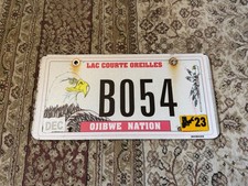 2023 Wisconsin Lac Courte Oreilles Ojibwe Nation License Plate B054 picture