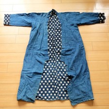 Antique Japanese Boro Noragi Indigo Cotton Kasuri Lined Workwear picture