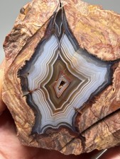 216g Rare Geometric Banded Agate Raw Natural Specimen Ankara Turkey Origin picture
