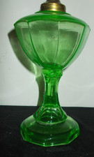 ANTIQUE VASELINE  (URANIUM)  GLASS OIL LAMP~BASE ONLY picture