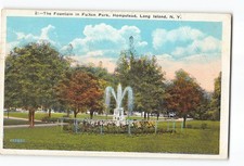 Hempstead Long Island New York NY Postcard 1932 The Fountain In Fulton Park picture