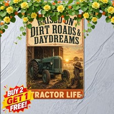 Rural Tractor Machine Garage Art Metal Tin Sign Vintage Farm Wall Decor 8x12 picture