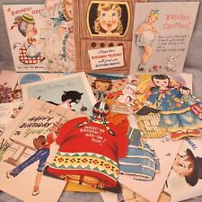 1950's Birthday Card Lot Vintage Cards To Little Girl, Kittens, Ladies, 40s/50s picture