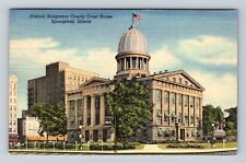 Springfield IL-Illinois, Sangamon County Court House, Vintage c1950 Postcard picture