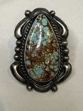 Large Southwest Navajo Sterling Kingman Turquoise Ring by Artist T.Jon picture