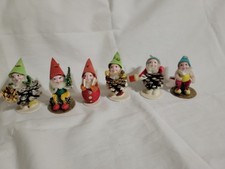 6 Vntg Shiny Brite Christmas Pinecone Dwarfs/Elves Ornaments 3