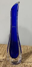 Rare St. Louis France Cobalt Blue Crystal Vase 13”Tall Mid Century Signed, Label picture