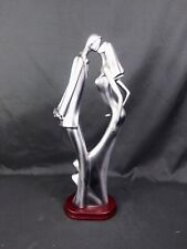 Vintage Kissing Couple Figurine Silver Art Deco Style 15.5