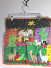 Peruvian Arpillera Textile Depicting A Nativity Scene With Three-Dimensional App picture