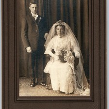 c1910s Maywood, IL Wedding Portrait Bride Groom Cabinet Card 9