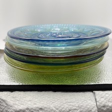 VTG 1969 Wheaton Apollo 11-15 Iridescent Carnival Glass Commemorative Plates 6 picture