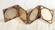 Vintage Brass Folding Quadruple Picture Frame Pocket Locket, 1.5