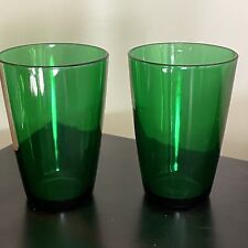 Lot 2 Anchor Hocking Tapered Tumbler Juice Glass Forest Green MCM 4.25