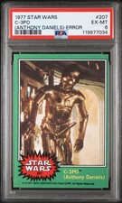 C-3PO 1977 STAR WARS (ANTHONY DANIELS) GOLDEN ROD ERROR #207 PSA 6 picture