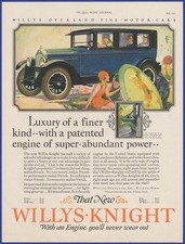 Vintage 1925 WILLYS-KNIGHT Sedan Motor Car Automobile Art 1920's Print Ad picture