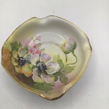Antique Nippon Hand Painted Bowl Floral with Gold Edge Accents picture