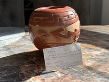 Ethel Vigil Handmade Santa Clara Pueblo Native American Pottery Bowl Vessel picture