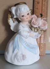 Vintage Lefton FEBRUARY BIRTHDAY ANGEL FIGURINE Made In Japan  picture