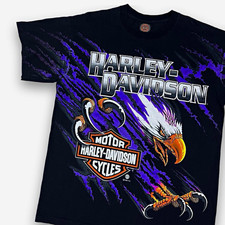 Vintage 1996 Harley Davidson Screaming Eagle Rip Graphic T-Shirt USA 90s L picture
