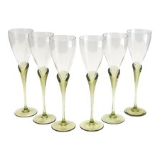 NEW Vintage Rosenthal Studio Line Papyrus Champagne Flutes Green Tulip Set of 6 picture