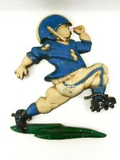 Vintage Retro 1976 Homco Painted Metal Wall Decor Football Player USA picture