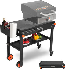 Portable Outdoor Grill Table, Folding Grill Cart with Wheels picture