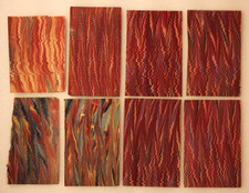 8 Marbled Antique Book End Papers Nonpareil Horizontal Red Blue Green Tan Cream picture