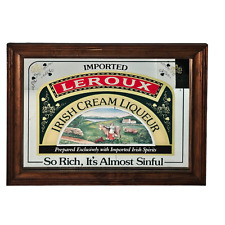 Vintage Leroux Irish Cream Liqueur Bar Mirror Beer Sign Framed Ireland picture