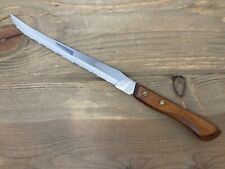 Vintage EKCO Serrated Knife 8” Stainless Blade Brown Wood Slicing USA Excellent picture