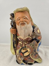 Antique Japanese Kutani Moriage Statue of Jurojin Immortal of Longevity picture