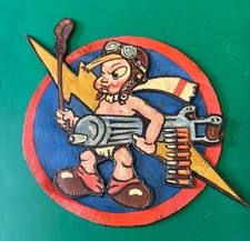 USAAF 487TH FIGHTER SQUADRON LAYERED LEATHER SQUADRON PATCH picture
