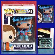 Funko Pop Signed BTTF Huey Lewis Inscribed 61 Marty Official Pix 2013 Protector picture