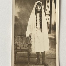 Antique Real Photograph Postcard RPPC Adorable Spooky Girl Long Hair ID Hughes picture