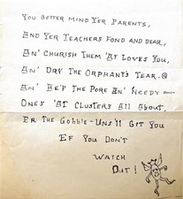 Original James Whitcomb Riley Poem Written In His Hand. - Little Orphant Annie picture