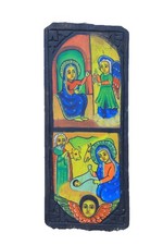 Vintage Ethiopian Orthodox Icon Hand Painted Annunciation Nativity Wood Art picture