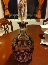 Vtg Amethyst Lead Crystal Decanter W/ Stopper Wine Liquor  10