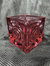 Harder to Find Viking Glass Pink Fuchsia Bullseye Candle Votive Holder Vintage picture