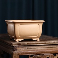 10.6in Chinese Yixing Natural Zisha Clay Flower Pot, Collectible Handmade Bonsai picture