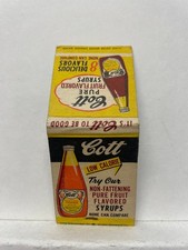Cott Springfield Mass. Vintage 1950s Low Calorie Fruit Syrup Bottle Matchbook picture