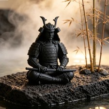 Mini Japanese Samurai Figurine 3D Printed Sitting Posture Bushido Warrior picture