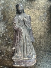 Antique 19thC  Hand Carved Wooden Madonna Sculpture Statue 1800s 16in” picture