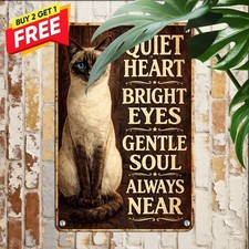 Elegant Siamese Cat Portrait Retro Pet Lover Parlor Salon Art Metal Tin Sign picture