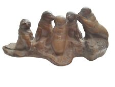 Arthur Court Designs Large Chalkware Statue Figurine Playful Sea Lions on Rock  picture