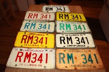 BEAUTIFUL ILLINOIS LICENSE PLATES 9 YEARS SAME NUMBER 1968 TO 1975 + 1979 RM 341 picture