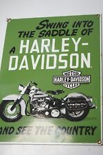 Harley Davidson Motorcycle 1949 Hydra-Glide Green Ande Rooney Sign Reproduction picture