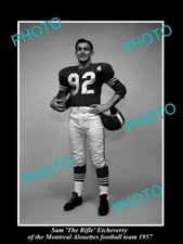 OLD LARGE HISTORIC PHOTO OF MONTREAL ALOUETTES FOOTBALL STAR SAM ETCHEVERRY 1957 picture