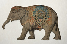 Rare 1858 Victorian Circus Elephant Paper Doll Cutout Toy Patriotic Americana picture
