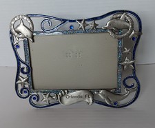 Vintage 1990s Orlando Florida Dolphin Souvenir Heavy Pewter Picture Frame 4x6 picture