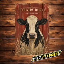 Rustic Farmhouse Cow Metal Wall Art Sign 8x12 Vintage Home Decor picture