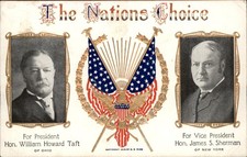 Political campaign Taft & Sherman Gilt Embossed c1908 Vintage Postcard picture